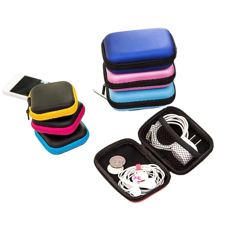 1pc Portable Eco-Friendly Detachable Data Cable & Earphone Storage Box Durable Multi-functional Square Organizer Travel
