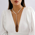 Vintage Gold-Plated Resin Imitation Pearl Beads Long Tassel Choker Necklace with Link Chain Trendy Style for Women