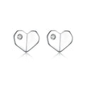 Mini Fine Jewelry 925 Sterling Silver Simple Diamond Love Heart-shaped Stud Earrings for Women