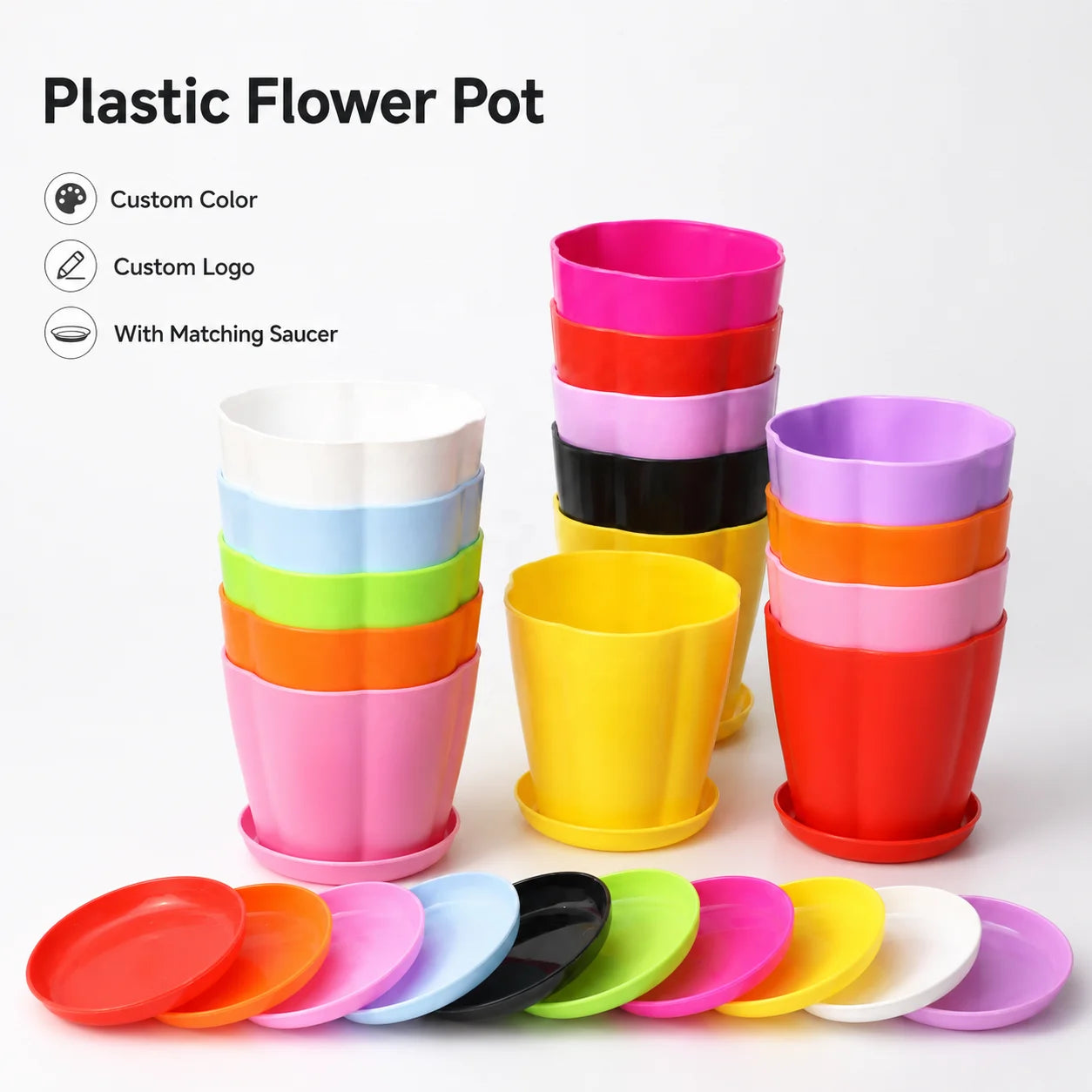 Colorful Square Plastic Succulent Flower Planter Pots Decoration for Garden Bulk Packaging for Green Plants