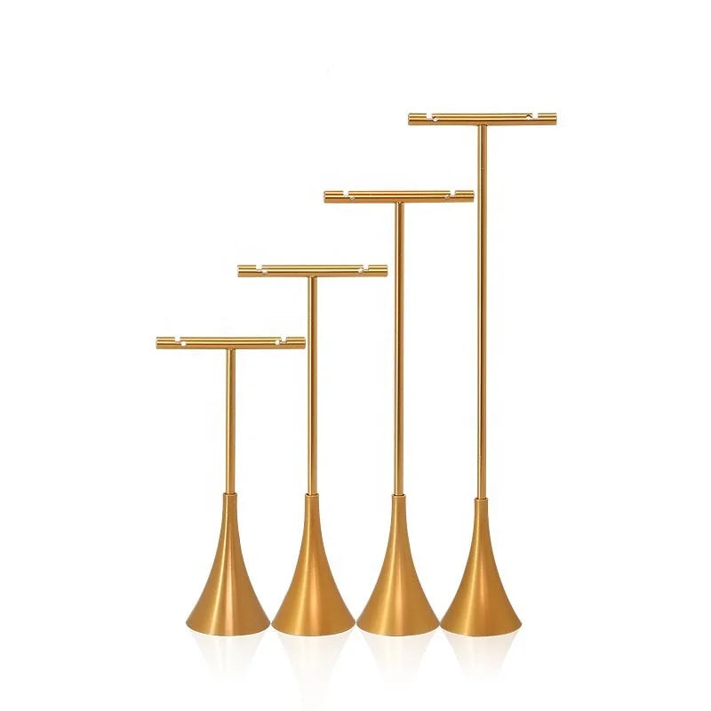 Top Quality Gold T bar Shape Metal Jewelry Displays Stands Earrings Holders Display Racks