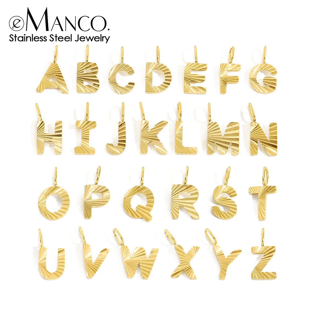 EManco Stainless Steel Wholesale Flower Alphabet Accessory Necklace Pendant Name Ripple Alphabet