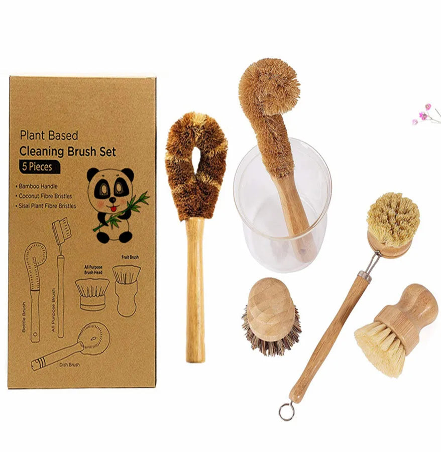 Hot Selling Eco Household Kitchen Eco Friendly Kitchen Scrub Brushes Bamboo Round Mini Pot Brush Wooden Dish