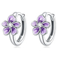 925 Sterling Silver Fashion Purple Flower Ear Buckles Fine Zircon Earrings for Women Fashion Anniversary Jewelry Gift SCE1435