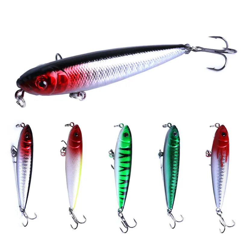 HENGJIA Wholesale 8CM-9.1G-6# Hard Triple Hook Fishing Lure Bait S-swing Swimbait Pencil Lure with 3d LURE Eyes
