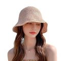 Women's Summer Straw Sun Hat Woven Fishing Bucket Hat Foldable Solid Color Straw Beach Hat