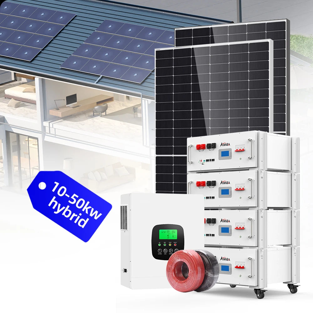 Solar Power System 20KW 30KW 12KW Complete on Grid10KW 8KW 6KW Hybrid Solar Panel Energy System 10KW for Home Use