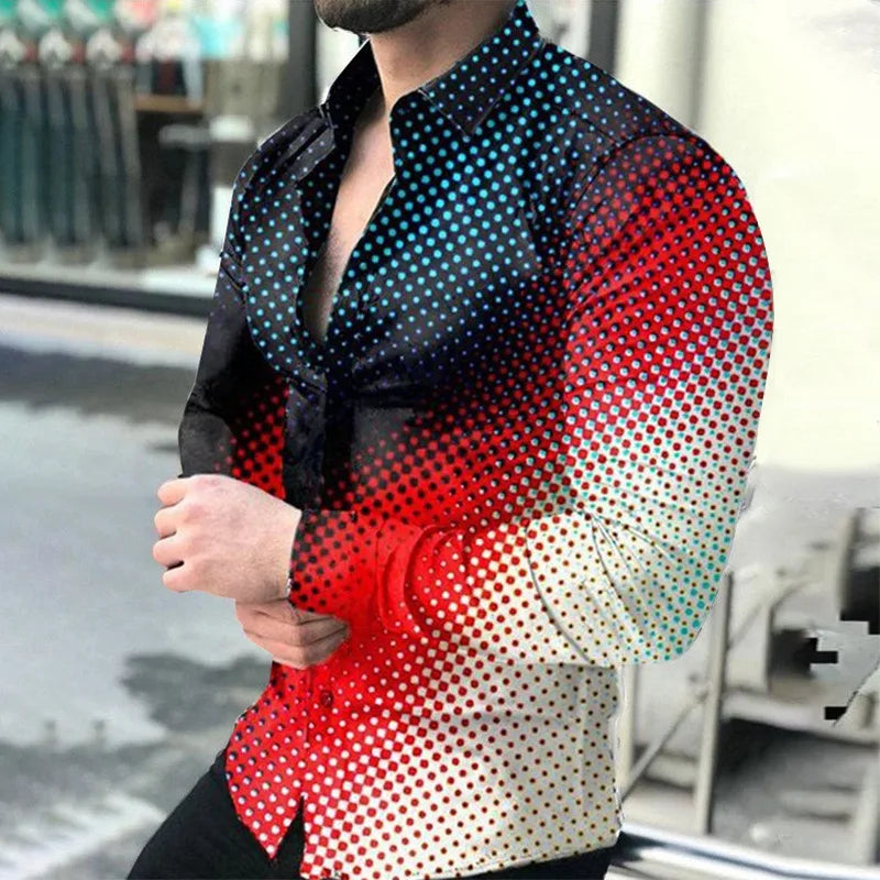 Mens Designer Shirts Plus Size Vintage Buttons Gentleman Long Sleeve Shirt Dress Luxury Men's Shirts
