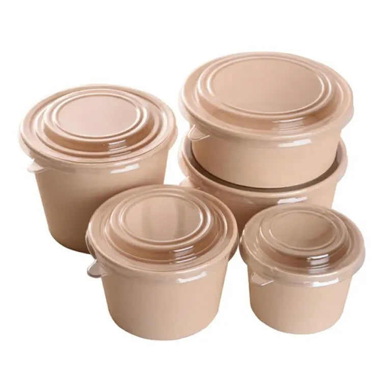 Wholesale Kraft Paper Disposable Salad Bowl with Transparent Lid From China Manufacturer