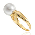 2024 New Brass Electroplated Gold Open Adjustable High Shine White Gray Pearl Wedding Band Trendy Women Jewelry Customized