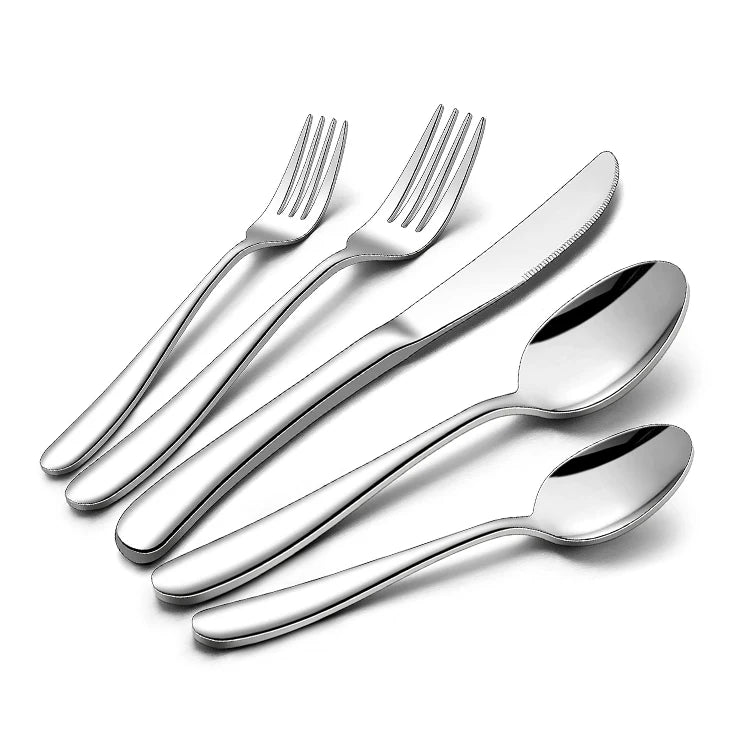 Heavy Duty Hotel Cutlery Set Thick Metal Tableware Fork Knife and Spoon Set 18/10 Stainless Steel Flatware Restaurant Silverware