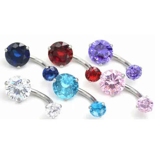 Orthodox Prong Set Zircon Navel Rings Stainless Steel Piercing Jewelry for Children Claw Setting for Weddings Engagements