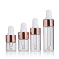 In Stock 1ml 2ml 3ml 5ml Clear/frosted Glass Dropper Vials/bottles With Rose Gold Dropper  for Sample Essential Oil/cosmetics