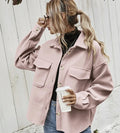 Classic Winter Women Coat Solid Long Sleeve Warm Thicken Jacket Casual Wear  Single-breasted Coat With Pocket