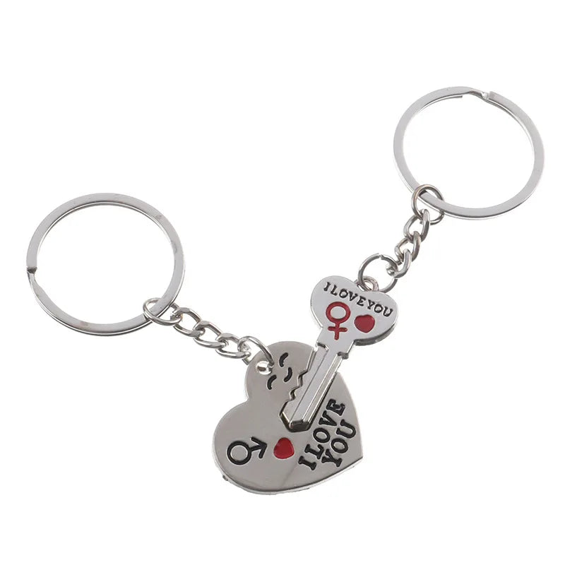 RisingMoon Alloy Silver Plated Lovers Gift Wedding Couple Key and Lock Shape Heart Keychain