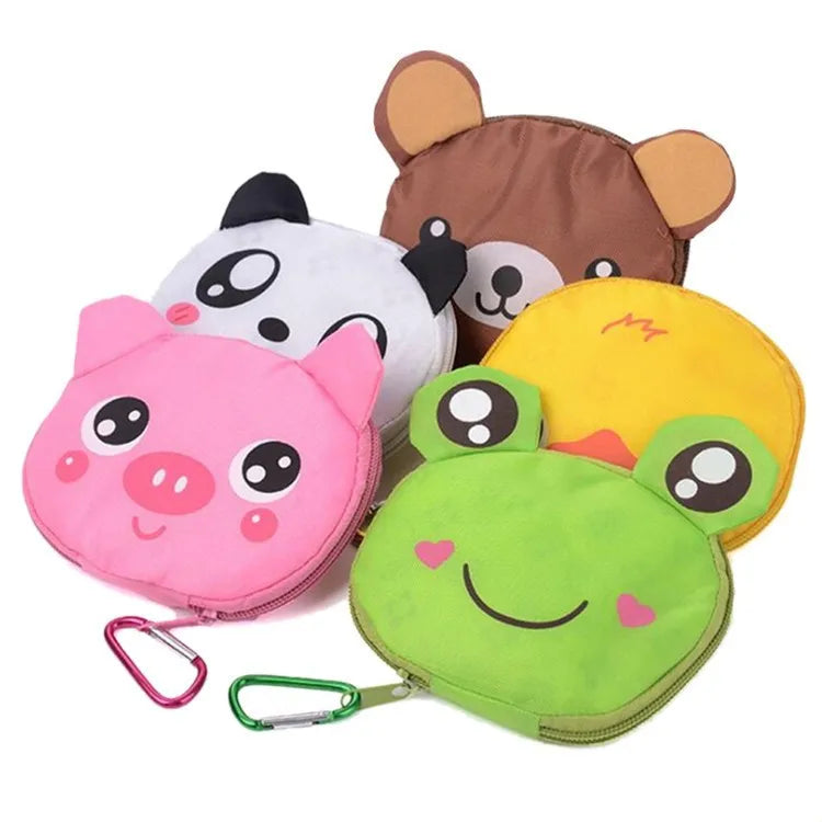 Cute Animal Folding Shopping Bags Reusable Shopping Tote Bags Compact Eco Periodic Duty Recycling Use Grocery Bags