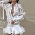 Fashionable Elegant Lapel Shirt Dress Office Lady Long Sleeve Casual Mini Dresses Women