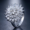 Young Me Fashion Classic Claw Setting Three-layer Marquise-shaped Cubic Zirconia Flower Big Ring Engagement Wedding Third Party