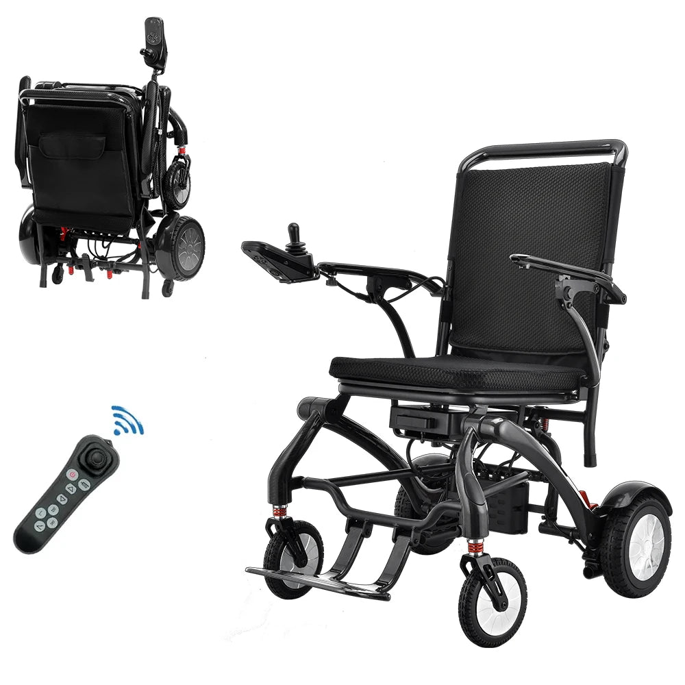 2026 Hot Sales Luxury Light 16.8kg Foldable Lithium Battery Fully Automatic Folding Carbon Fiber Electric Wheelchair for Elders