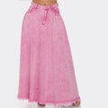 High Quality Heavy Washed 100%Cotton Pink Denim Casual Patch Pocket A-Line Jeans Skirt for Women
