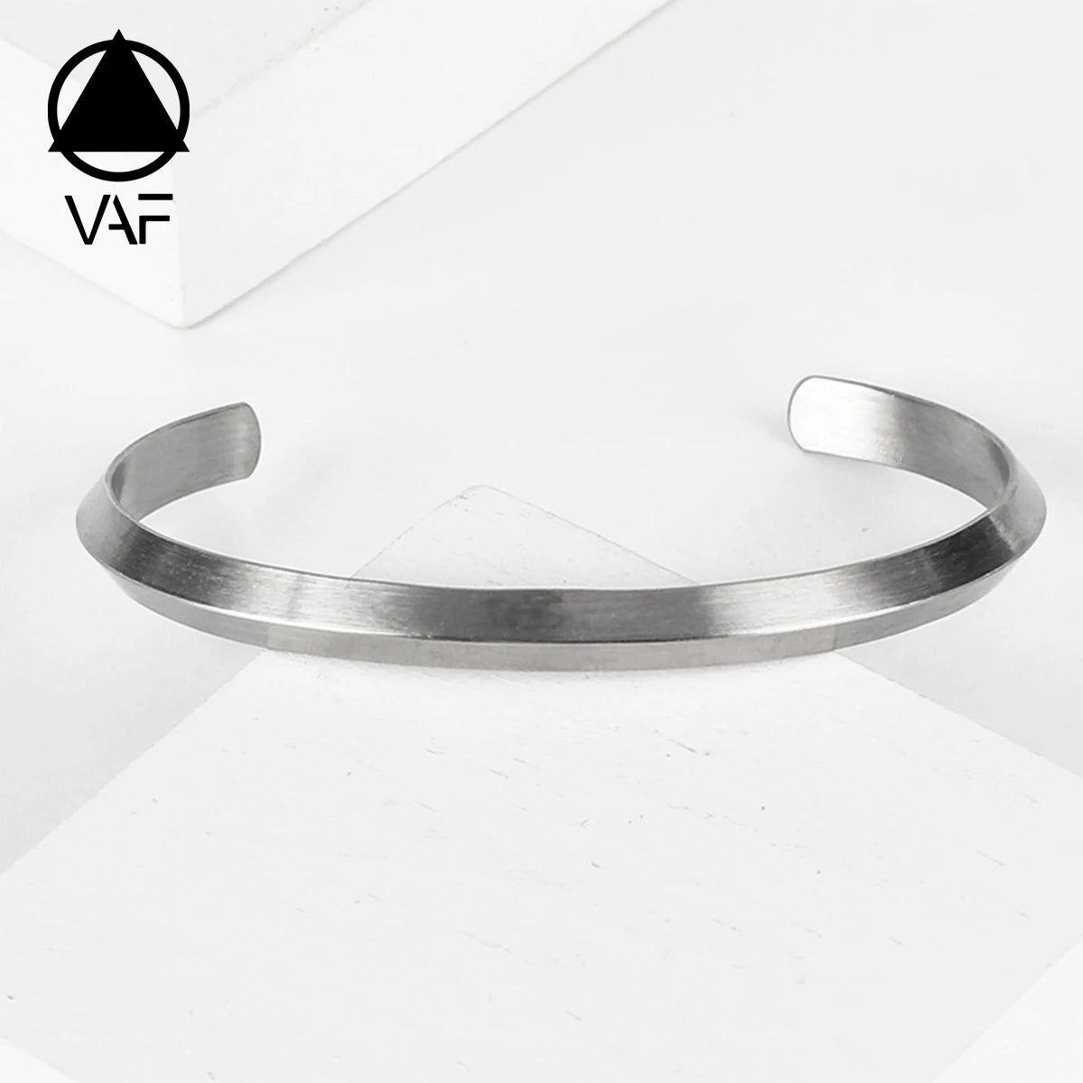 VAF Personalized Irregular Open Bangle Cuff Bracelet Triangular Stainless Steel Bracelet for Men Women