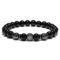 New Design Custom Elastic Bead Bracelet 8mm Black Natural Stone Men Bracelet