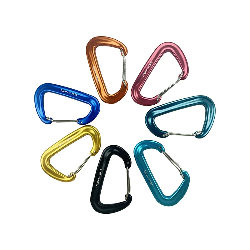 12KN Anodized Wire Gate 7075 Aluminum D-Shape Rock Climbing Outdoor Carabiner Locking Hook