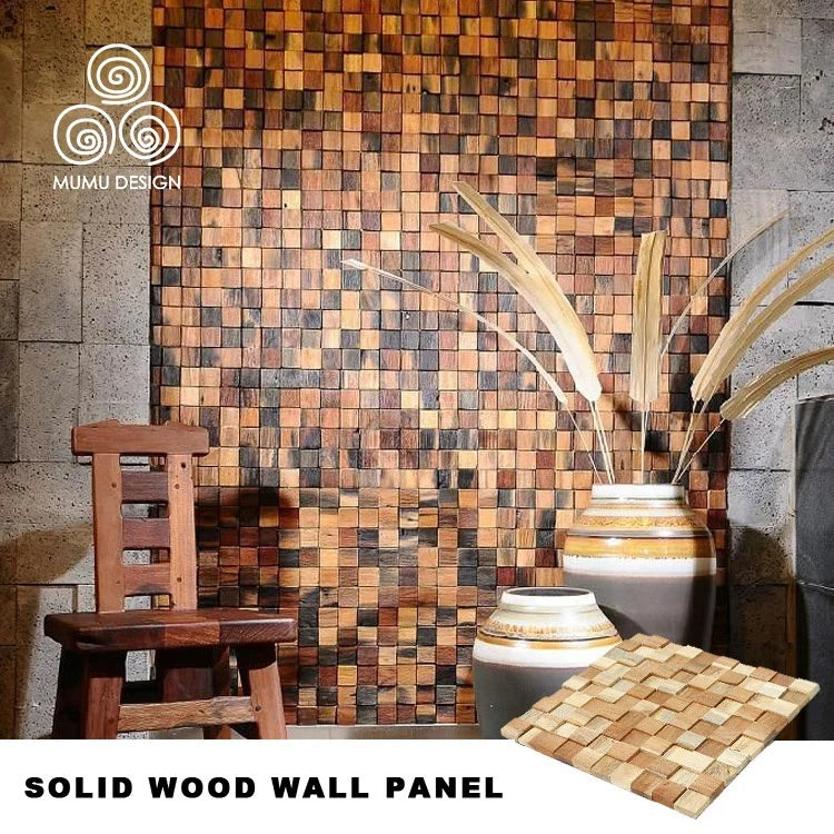MUMU DESIGN New Ideal Product Indoor 3D Wooden Wall Tile Decorative Material Old Ship Wood Mosaic