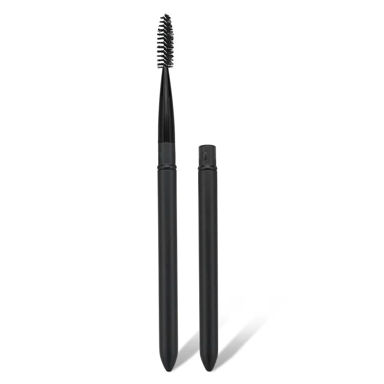 Custom Logo Black Lash Fluffy Extensions Brushes Aluminum Lash Lift Mascara Spoolies Brush with Cover
