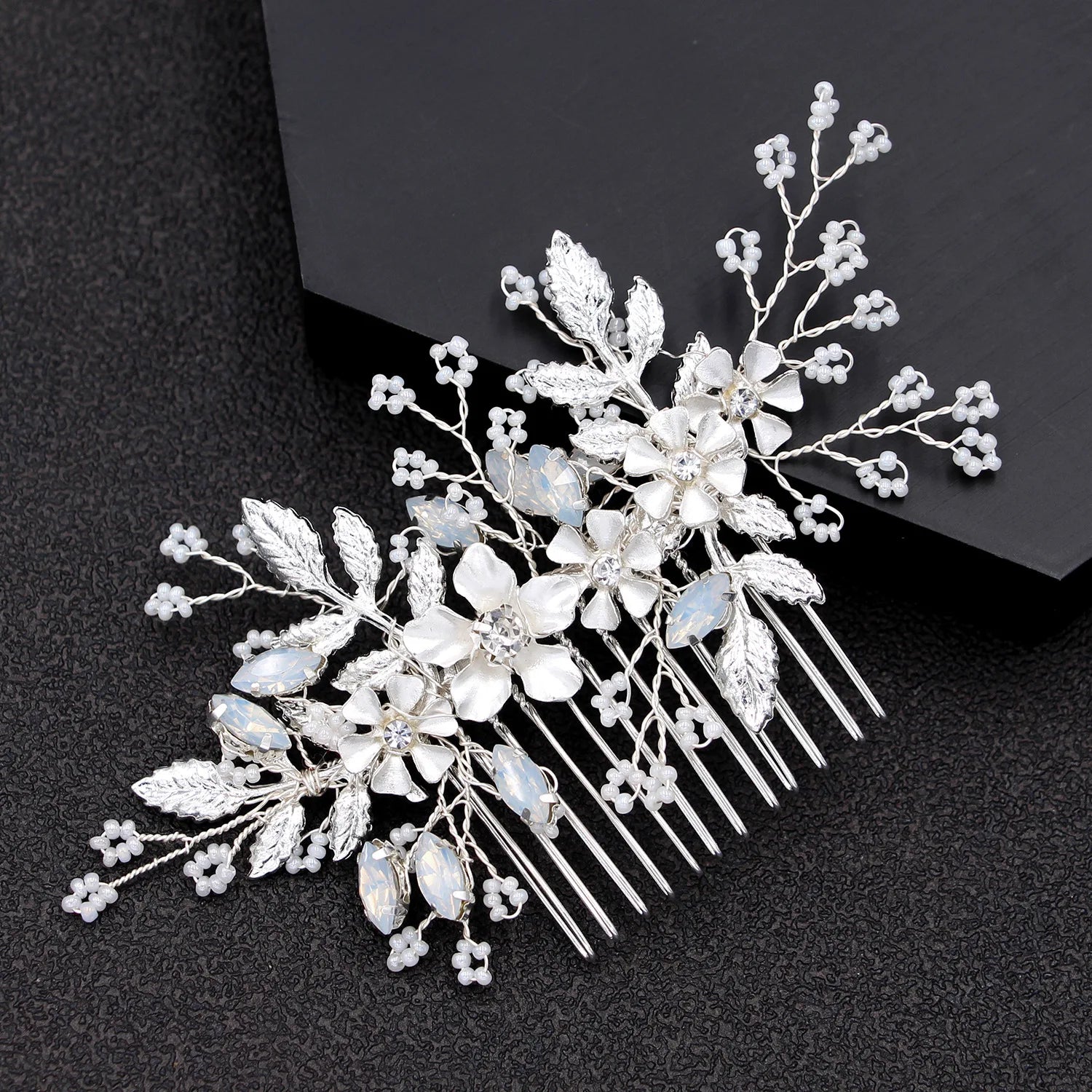 ML1059 Fashion Leaves Hair Comb Bridal Handmade Silver Hair Comb Wedding Headdress