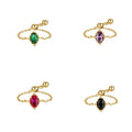 New Design 925 Sterling Silver 18K Gold Adjustable Chain Ring  with Oval Diamond Crystal