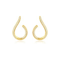 Fashion Jewelry 925 Sterling Silver Zircon Earrings Wave Circle Water Drop Shape Gold Plated Stud Earrings Jewelry Women