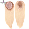 Hot Sale Raw Remy Slavic European Virgin Human Hair  Medium Rooted Blonde Mono Base Topper Size 5.5x6