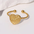 2026 Fashion Jewelry Wholesale Non Tarnish Stainless Steel Adjustable Heart Ring
