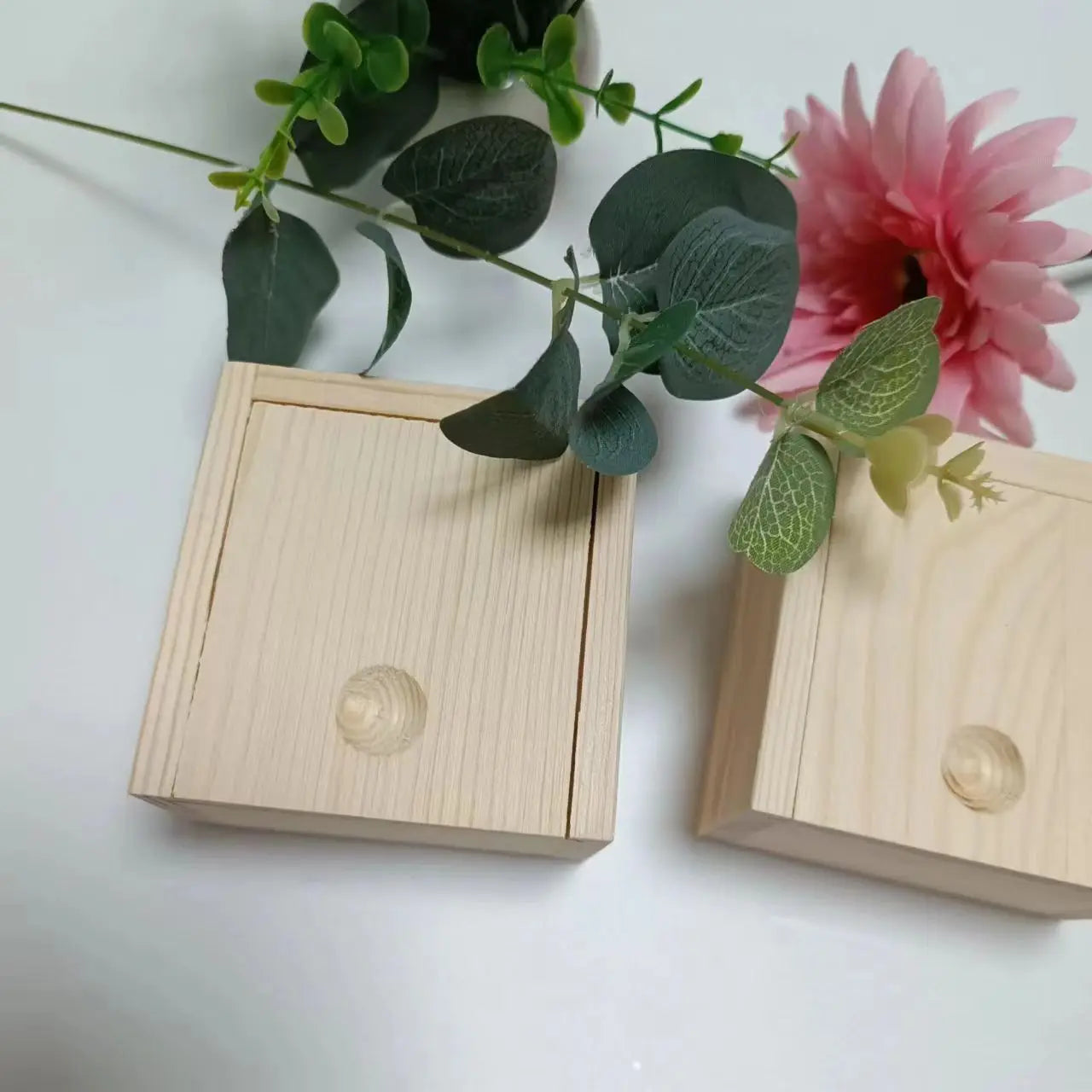 8*8*5cm Small Mini square Wedding Unfinished Perfume Packaging Box Pine Wooden Gift Box with Sliding Lid
