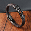 New Arrival Handmade Multilayer Braided Rope Bracelet Stainless Steel Magnetic Clasp Bangles Mens Genuine Leather Bracelet