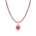 Fashion Colorful Tennis Chain Stainless Steel Love Heart Pendant Necklace