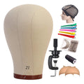 Wholesale 21 Inch Canvas Wig HeadManikin Canvas Head Block Set for Wigs Making Display with Wig CapsT Pins DIY Set
