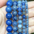 AsVrai U 4mm/6mm/8mm/10mm/12mm Natural Blue Aventurine Round Loose Beads Jewelry Making Findings DIY Bracelets