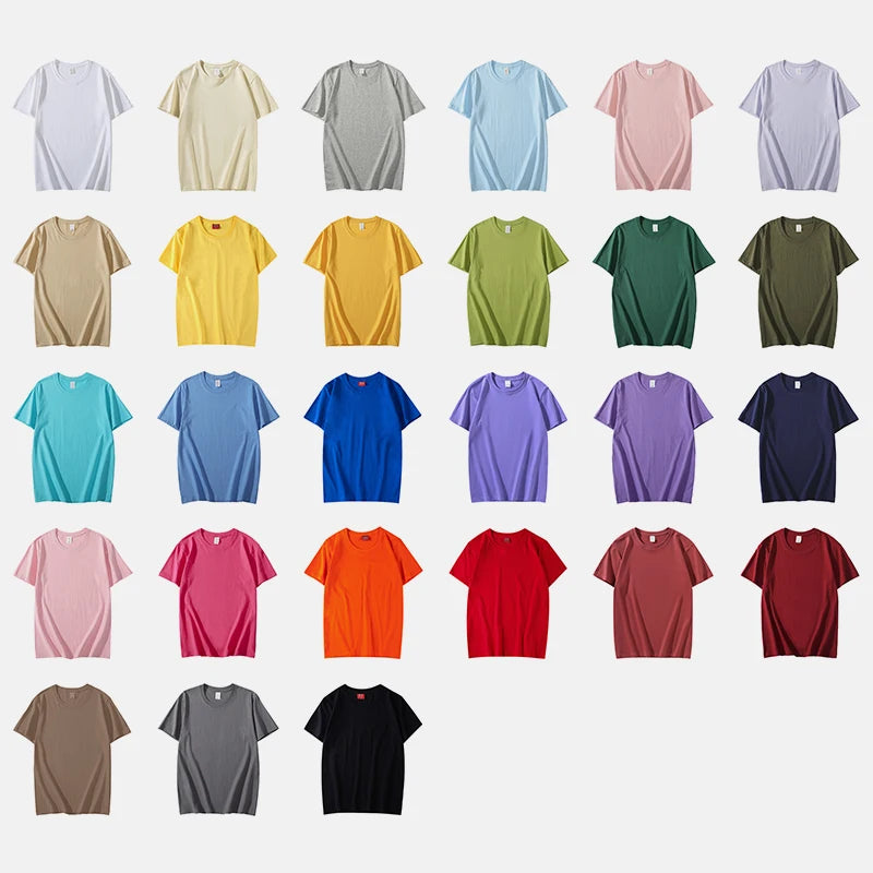 Men's Oversized 100% Cotton T-shirt 200Gsm Short Sleeve Solid Color Loose Casual Crew Neck Knitted Fabric Blank Design