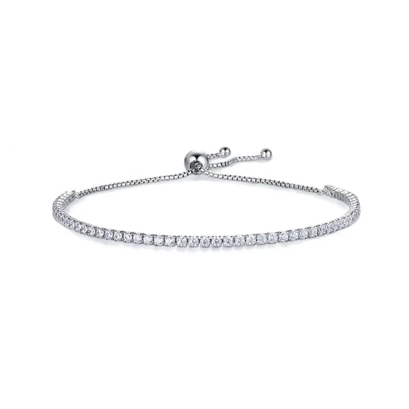 S925 Silver Moissanite Diamond Row Bracelet Elegant and Luxurious Bangles