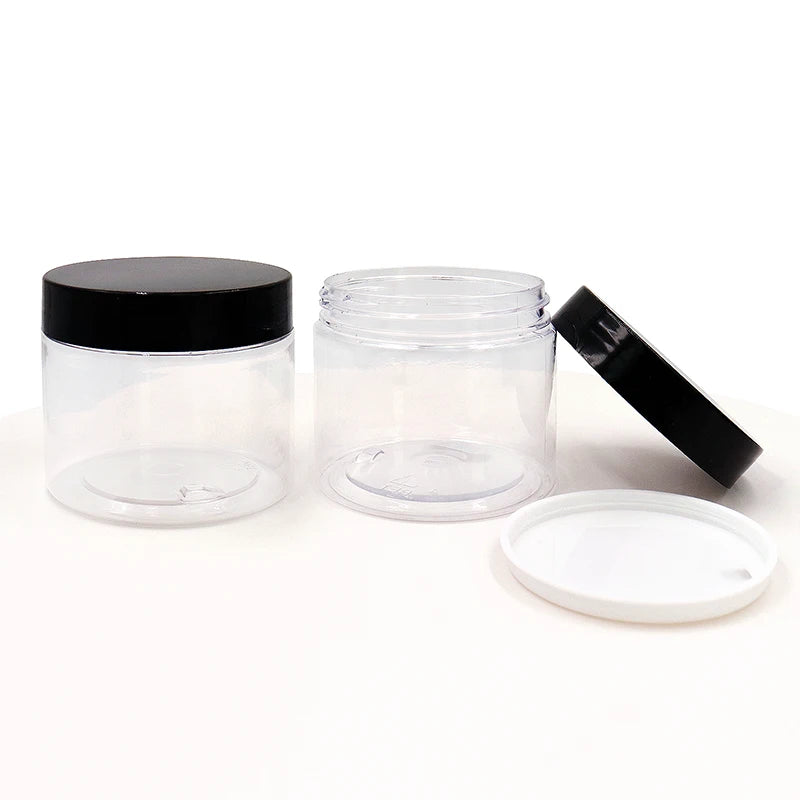 2oz 4oz 250ml 200ml 8oz Round Clear Plastic Slime Jars With Lids PET Containers Storage Jars Travel Jars for Cosmetic Makeup