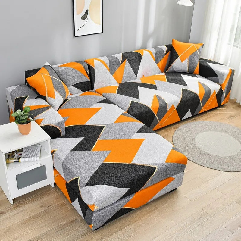 7 Seater Sofa Cover Elastic Stretch L Shape Modern Four Seasons General Polyester Opp Bag Home Textile Sectional Sofa Printed