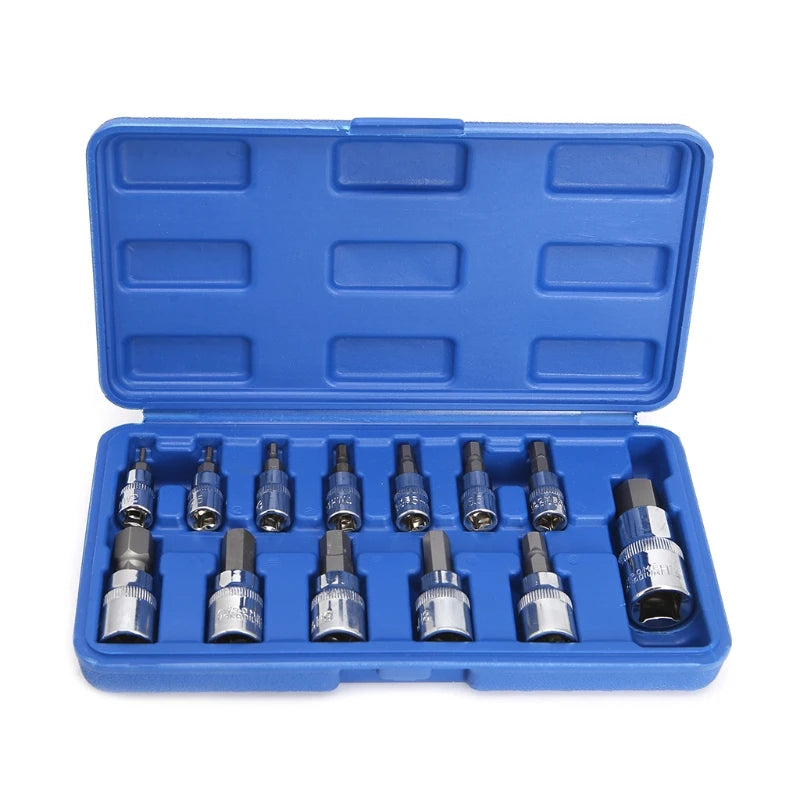 13pcs/set Ratchet Multifunctional Metric Allen Torque Wrench Small Chrome Vanadium Steel Socket Tool Set
