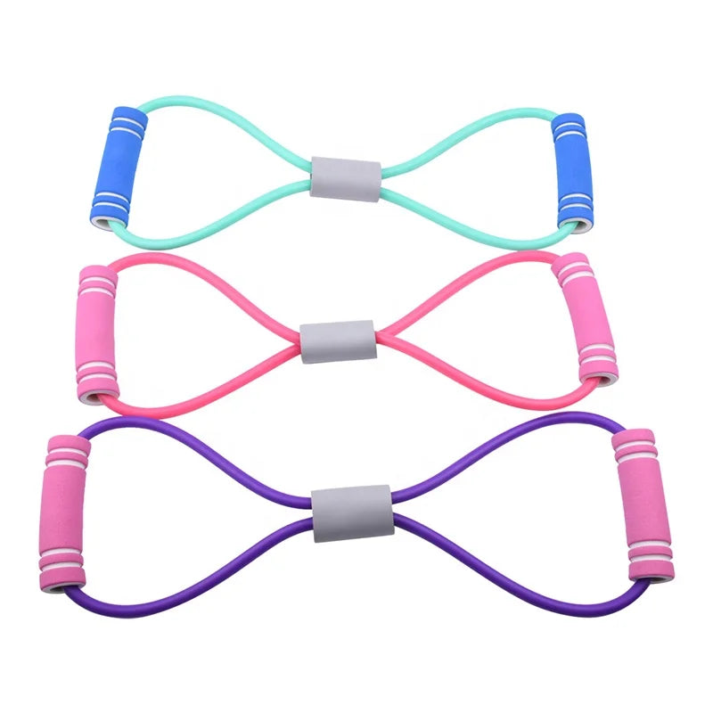 Figure 8 Fitness Resistance Band With Handles Workout Chest Arm and Shoulder Stretch Bands
