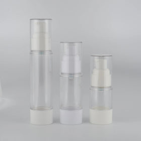 Mini Airless Cosmetic Pump Bottle 15ml 30ml 50ml Plastic Stock Spray Bottle with White Head Mini Atomizer Cream Mist Packaging
