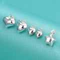 DAIHE S925 Silver Shiny 3d Peach Heart Five-pointed Star Bracelet Necklace Pendant Diy Charms