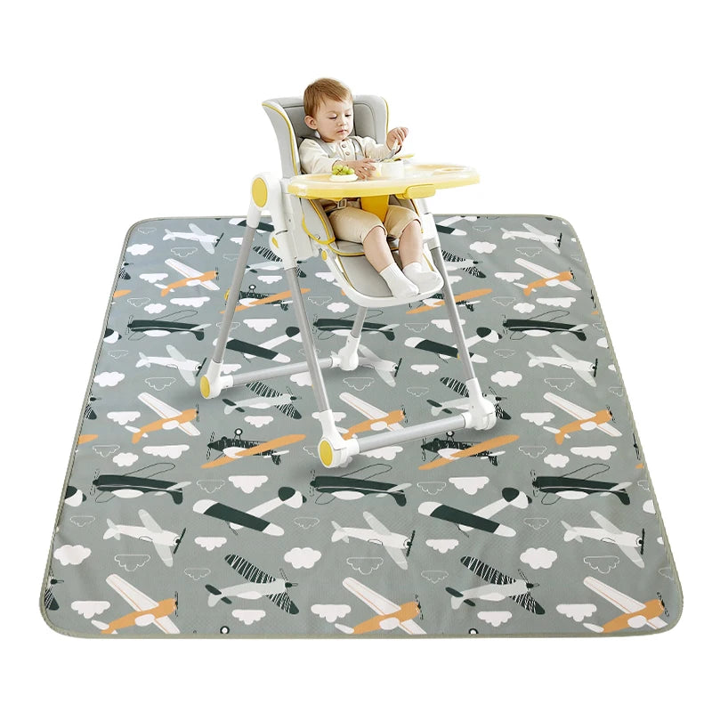 EASYMOM 130*130cm Large Modern Print Anti-Slip PVC Splat Mat Waterproof Floor Cover for High Chair Washable Direct China Factory