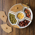 Factory Direct Sugar Tray Ceramic Divider with Cover Fruit Tray Rotating Bamboo Stand Nordic Style Fruit Display Plate