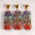Orgonite Chakela Organ Seven Chakra Necklace Crystal GemStone Meditation Rectangle Pendant Healing Gravel Fashion Jewelry